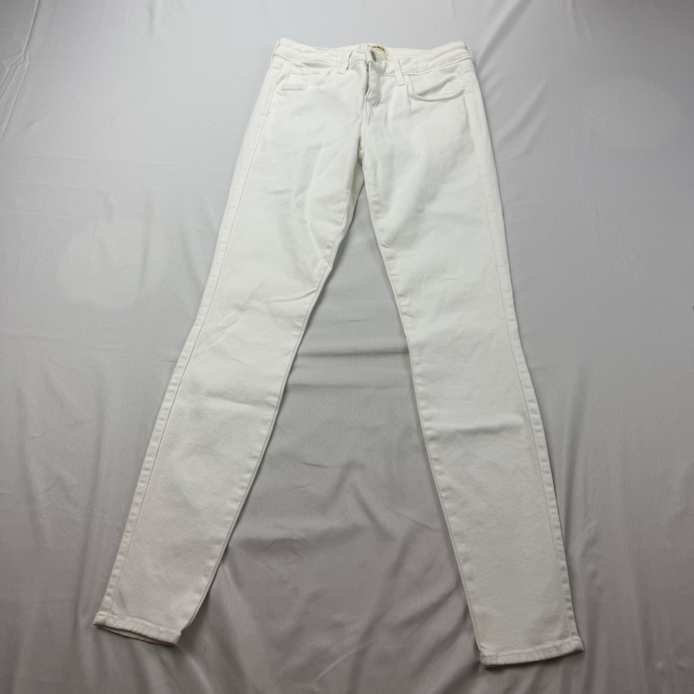 L'AGENCE Chantal Low Rise Skinny Jeans Women 26 White Blanc 2292LMD
